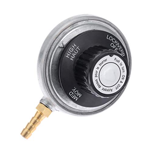 Aupoko Low Pressure One Pound Propane Tank Gas Regulator Valve, Portable Propane Table Top Regulator with 1/4’’ Barb Connection and 1"-20 Female Throwaway Cylinder Thread Inlet and an Orifice Outlet - Image 1