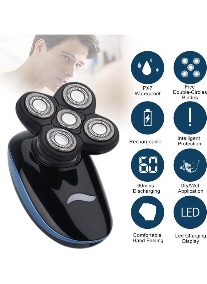 NIBEMINENT Men Electric Shaver Rechargeable Five-Blade Beard Hair Razor Black 12x9x9cm  - Image 1