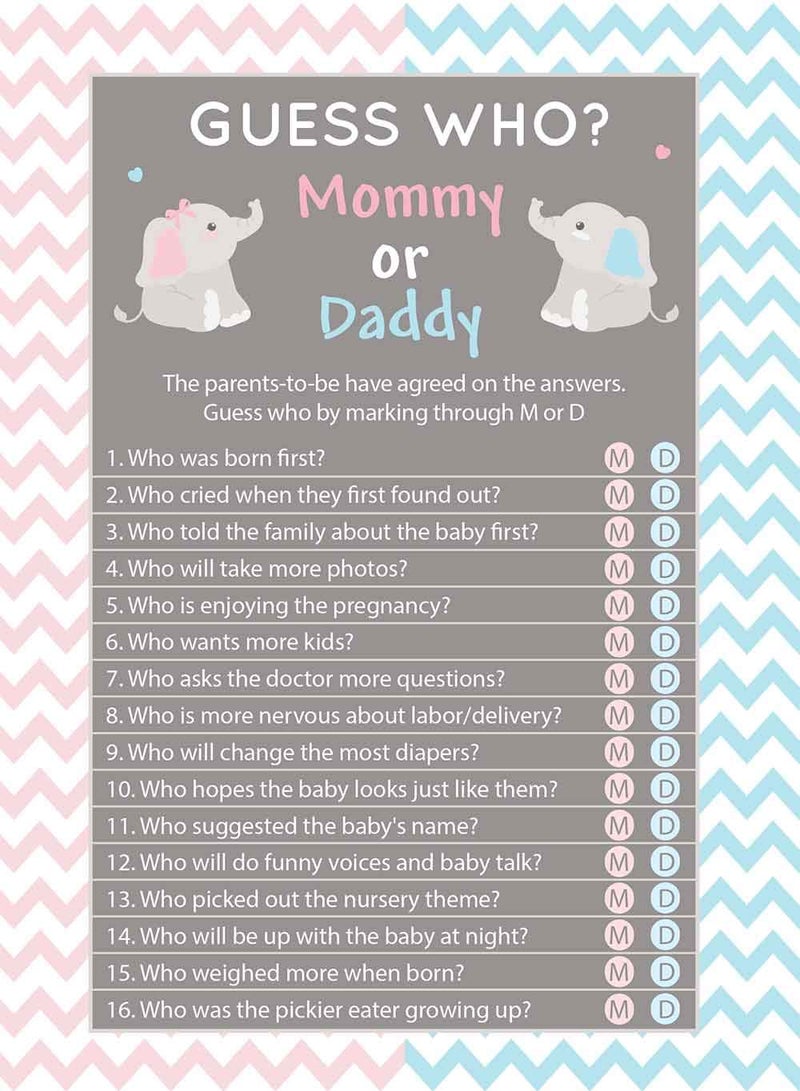 لعبة حفلة استقبال المولود من ديجيتالدودلباج 5x7 بوصة مجموعة من 25 فيل أزرق للأم أو الأب