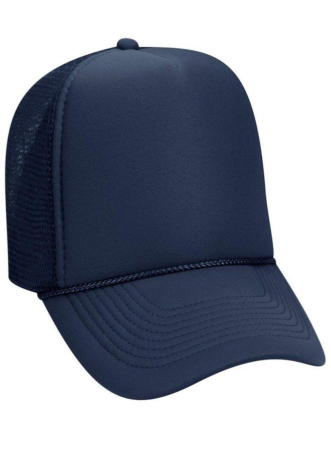 OTTO Polyester Foam Front 5 Panel Pro Style Mesh Back Trucker Hat - Navy - Image 1