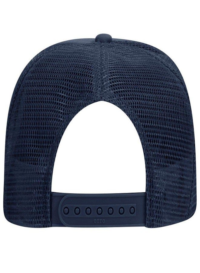OTTO Polyester Foam Front 5 Panel Pro Style Mesh Back Trucker Hat - Navy - Image 2