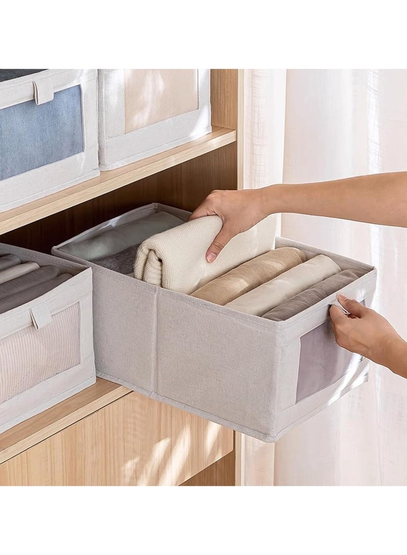 4 Packs Closet Storage Bins Linen Closet Baskets for Closet Organization Foldable Closet Organizer Bins with Clear Window For Organizing Clothing, Jeans, Shelves  - Image 4