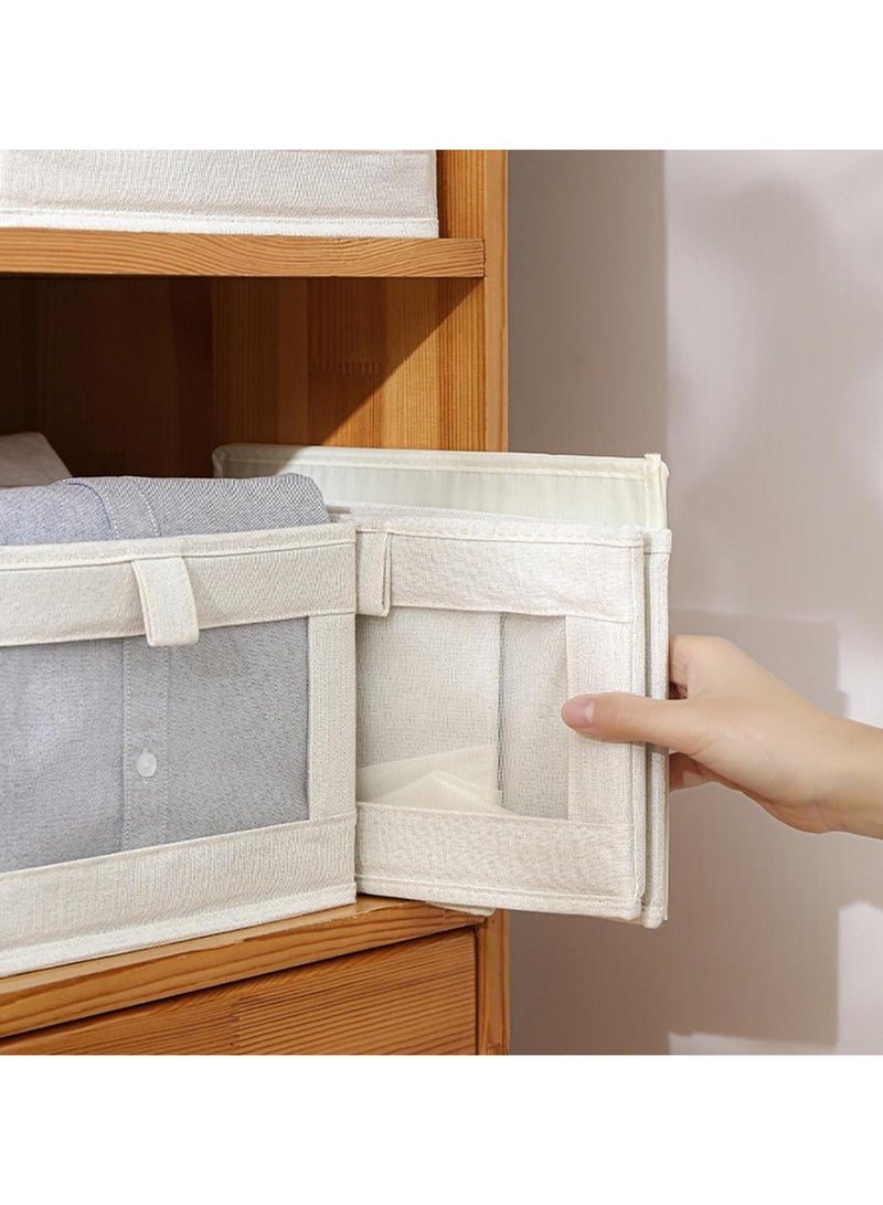 4 Packs Closet Storage Bins Linen Closet Baskets for Closet Organization Foldable Closet Organizer Bins with Clear Window For Organizing Clothing, Jeans, Shelves  - Image 5