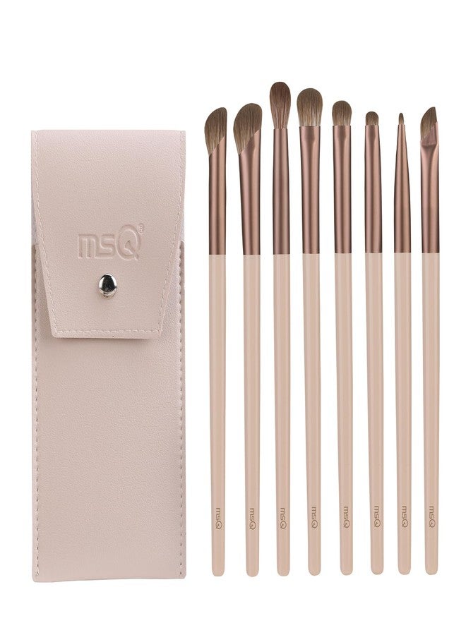 MSQ Eye Makeup Brushes 8pcs Eyeshadow Makeup Brushes Set with Bag Soft Synthetic Hairs for Eyeshadow, Eyeliner, Blending, Concealer, Nose Shadow (Khaki) - Image 1