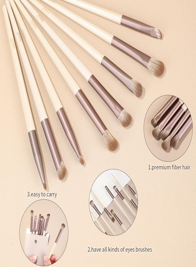 MSQ Eye Makeup Brushes 8pcs Eyeshadow Makeup Brushes Set with Bag Soft Synthetic Hairs for Eyeshadow, Eyeliner, Blending, Concealer, Nose Shadow (Khaki) - Image 3