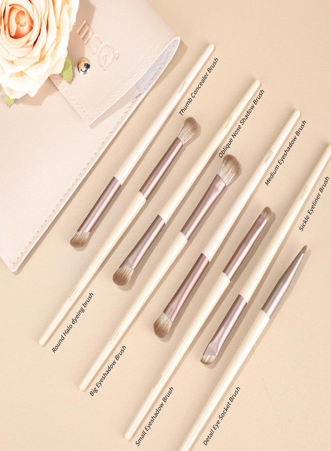 MSQ Eye Makeup Brushes 8pcs Eyeshadow Makeup Brushes Set with Bag Soft Synthetic Hairs for Eyeshadow, Eyeliner, Blending, Concealer, Nose Shadow (Khaki) - Image 4