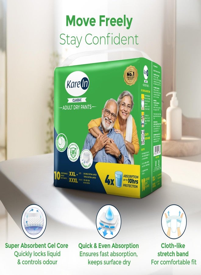 KareIn Classic Adult Diaper Pants, XXL-XXXL, 101-165 Cm (40"- 65"), 10 Count, Unisex, Leakproof, Elastic Waist, Wetness Indicator - Image 4
