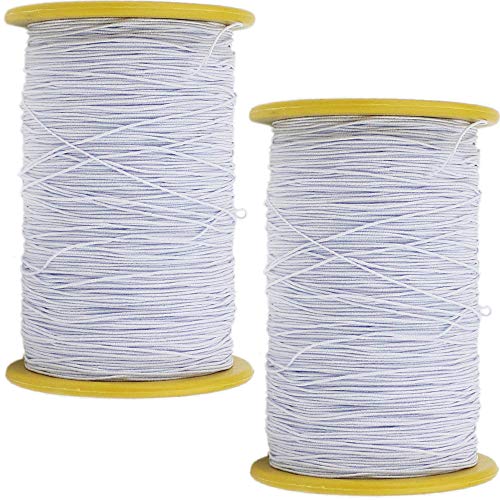TIHOOD 2PCS 0.5mm Thickness 547 Yard Elastic Thread White - Image 1