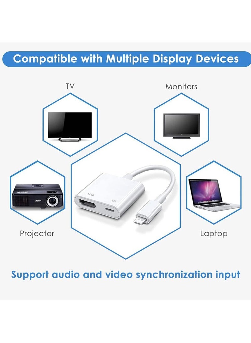 General MFi Certified Lightning Digital AV Adapter iPhone HDMI Adapter to TV HDMI Cable Connector 1080P Sync Screen to TV/HDTV/Monitor/Projector Compatible with iPhone iPad  - Image 2