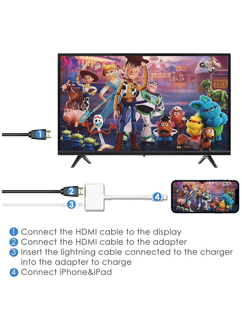General MFi Certified Lightning Digital AV Adapter iPhone HDMI Adapter to TV HDMI Cable Connector 1080P Sync Screen to TV/HDTV/Monitor/Projector Compatible with iPhone iPad  - Image 3