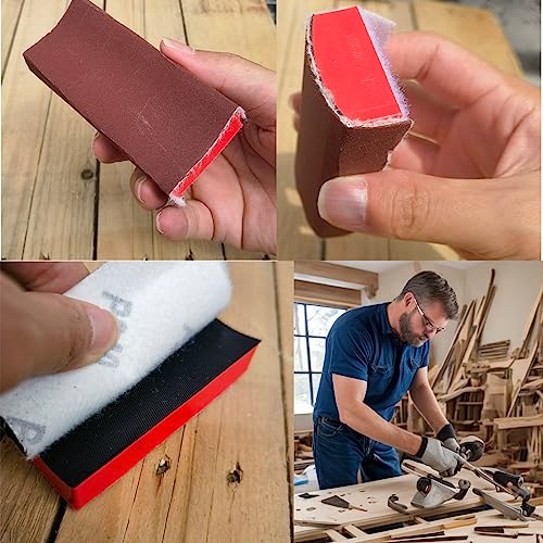 Tockrop 16-Piece Contoured Profile 4" Hand Sanding Block Set with 40 Sheet Hook & Loop Sandpaper Kit - Interchangeable Assorted Convex & Concave Shapes for Woodworking Furniture, Auto Paint and Crafts - Image 5