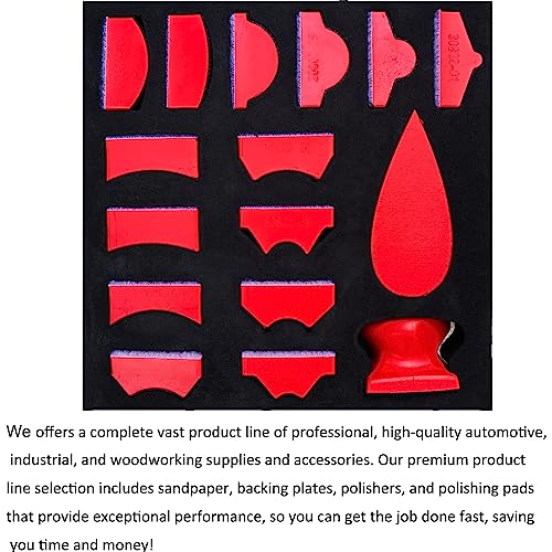 Tockrop 16-Piece Contoured Profile 4" Hand Sanding Block Set with 40 Sheet Hook & Loop Sandpaper Kit - Interchangeable Assorted Convex & Concave Shapes for Woodworking Furniture, Auto Paint and Crafts - Image 4