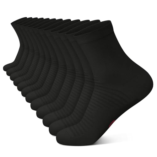 PAPLUS Compression Running Ankle Socks for Men and Women (6 Pairs), Quarter Athletic Socks for Running, Cycling, Golf, Work - Image 1