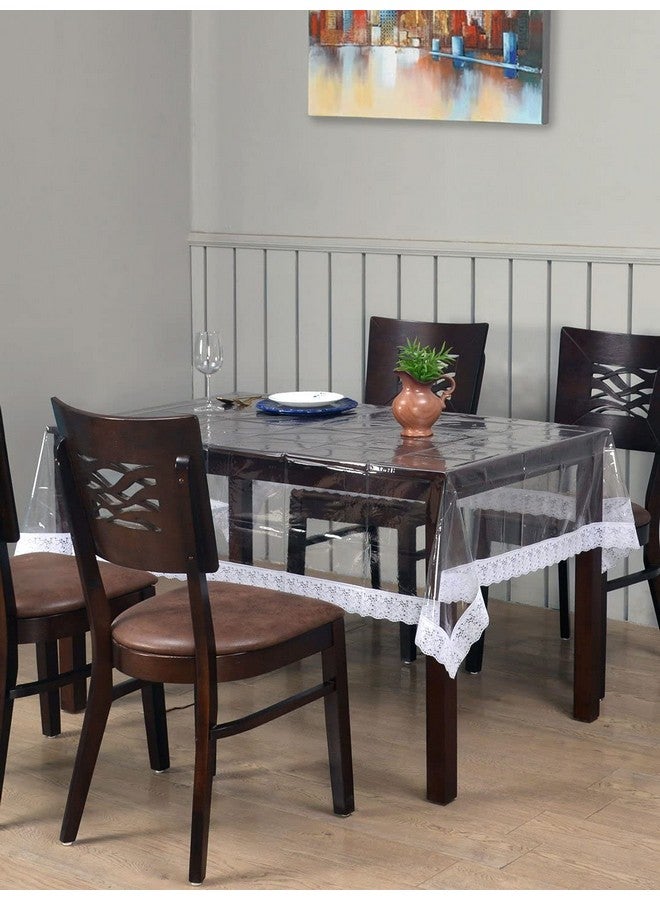 HOMECROWN غطاء طاولة مستطيل شفاف بلاستيكي مقاوم للماء لستة أشخاص من HOMECROWN - بحجم 60X90 بوصة مع حافة دانتيل - عبوة من 1 - Image 4
