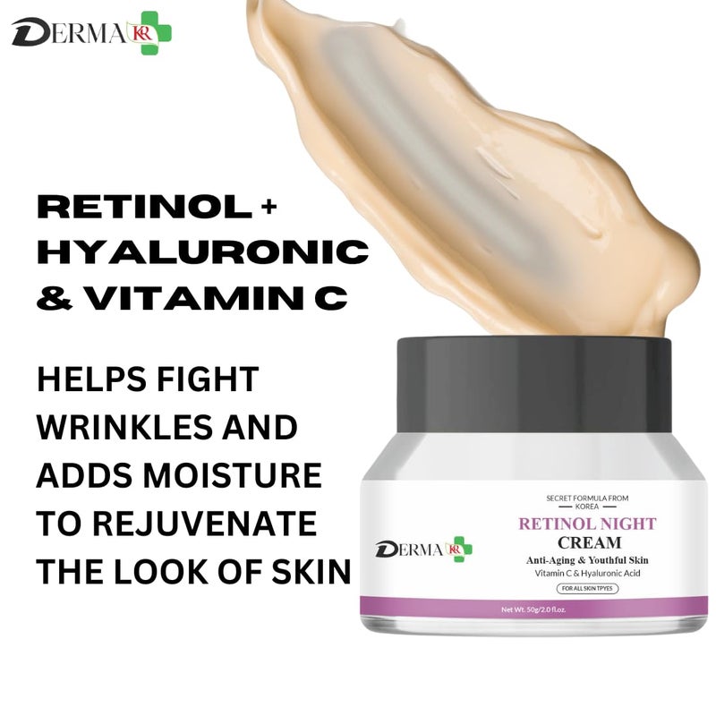 DERMAKR DERMA KR Retinol night cream with vitamin C  hyaluronic acid Face Cream 50g - Image 2
