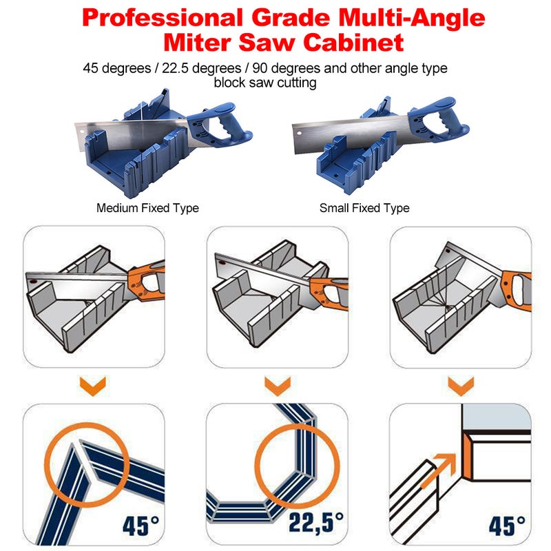 Multifunctional Woodworking Miter Saw Box Miter Saw Holder Saw Storage Mitre Box Back Saw Box 45 Degree/22.5 Degree/90 Degree Plastic Saw Box Small Miter Saw Cabinet - Saw Not Included - Image 2