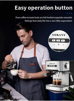 sokany Semi-Automatic Espresso Coffee Machine, 1.6L/20Bar/850W,Double Purpose Capsule Powder, Steam Milk Frother, Home Coffee Machine, Coffee Machine, Suitable for Home and Office Use,SK-6863,Silver/Black  - Image 2