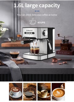 sokany Semi-Automatic Espresso Coffee Machine, 1.6L/20Bar/850W,Double Purpose Capsule Powder, Steam Milk Frother, Home Coffee Machine, Coffee Machine, Suitable for Home and Office Use,SK-6863,Silver/Black  - Image 3