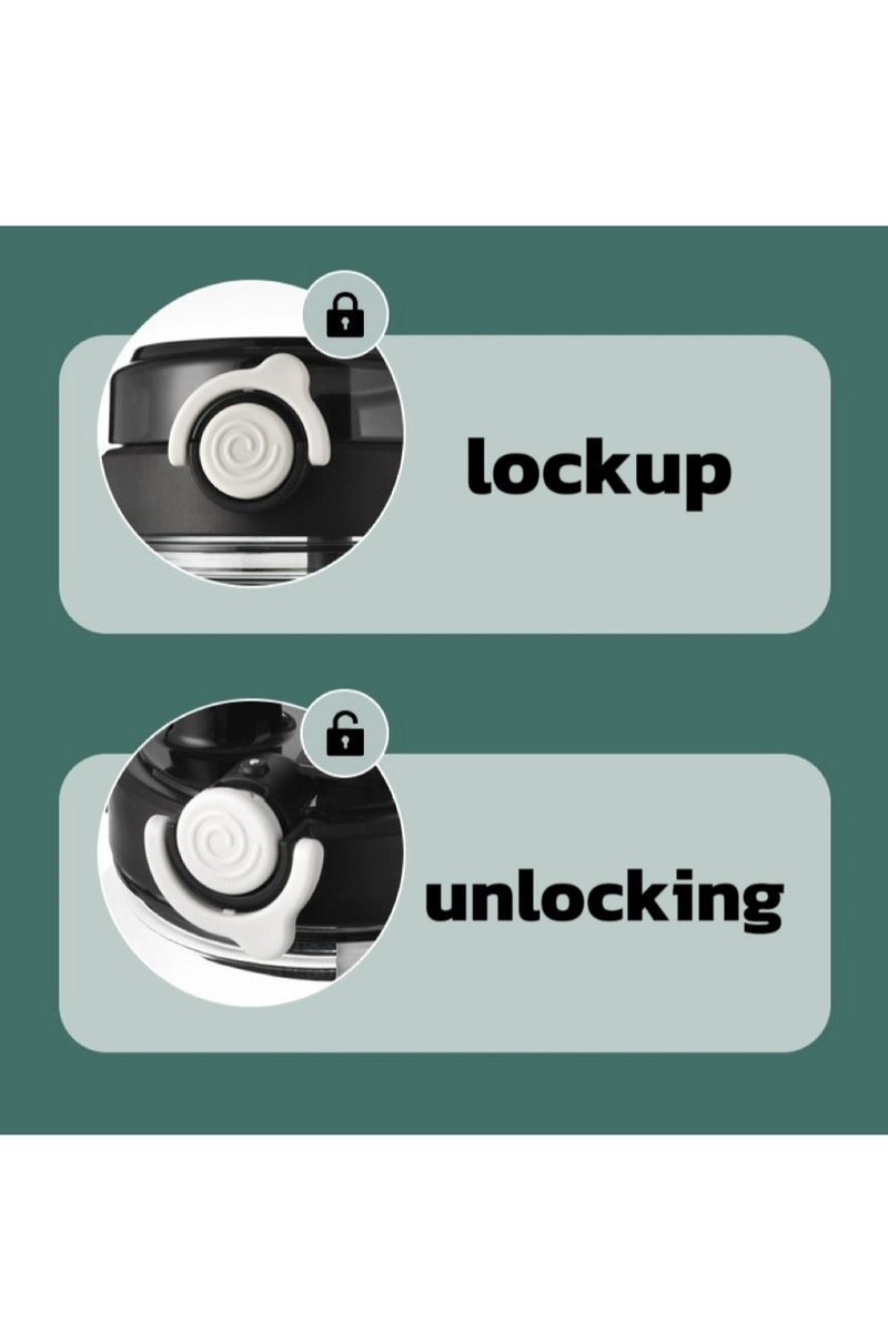 زجاجة مياه رياضية كبيرة سعة 2 لتر مع منفذين للشرب، غطاء يفتح بلمسة واحدة بيد واحدة، مقبض حمل، للصالة الرياضية وركوب الدراجات والمشي لمسافات طويلة - Image 3