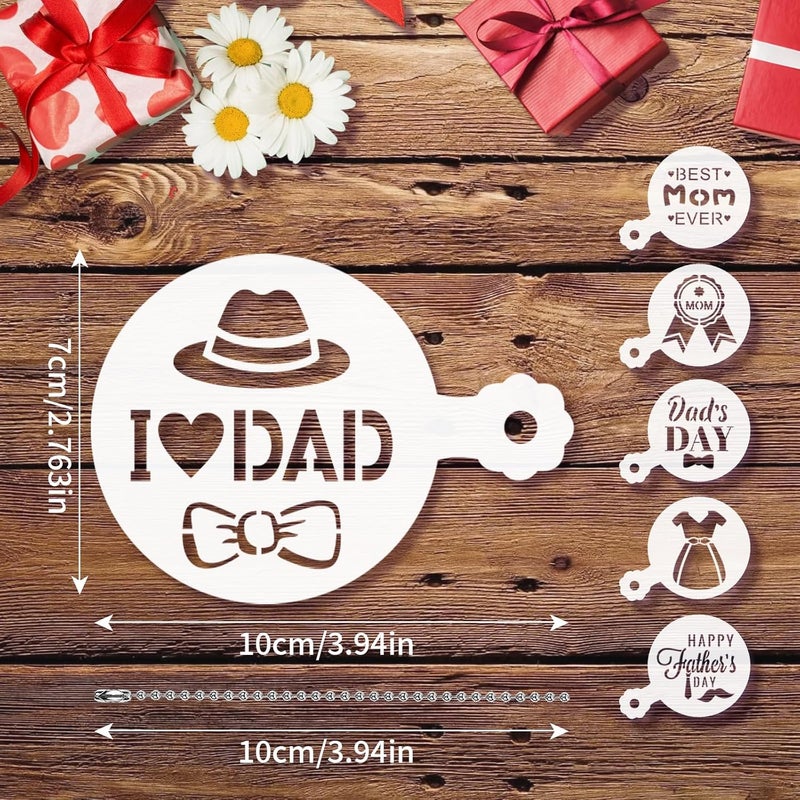 JULBEAR 36 Pieces Reusable Mother's Day Father's Day Cookie Cake Stencils Templates Mold Tools for Mother's Father's Day Birthday Wedding Party Royal Icing Cake Coffee Dessert Decoration Supplies - Image 2