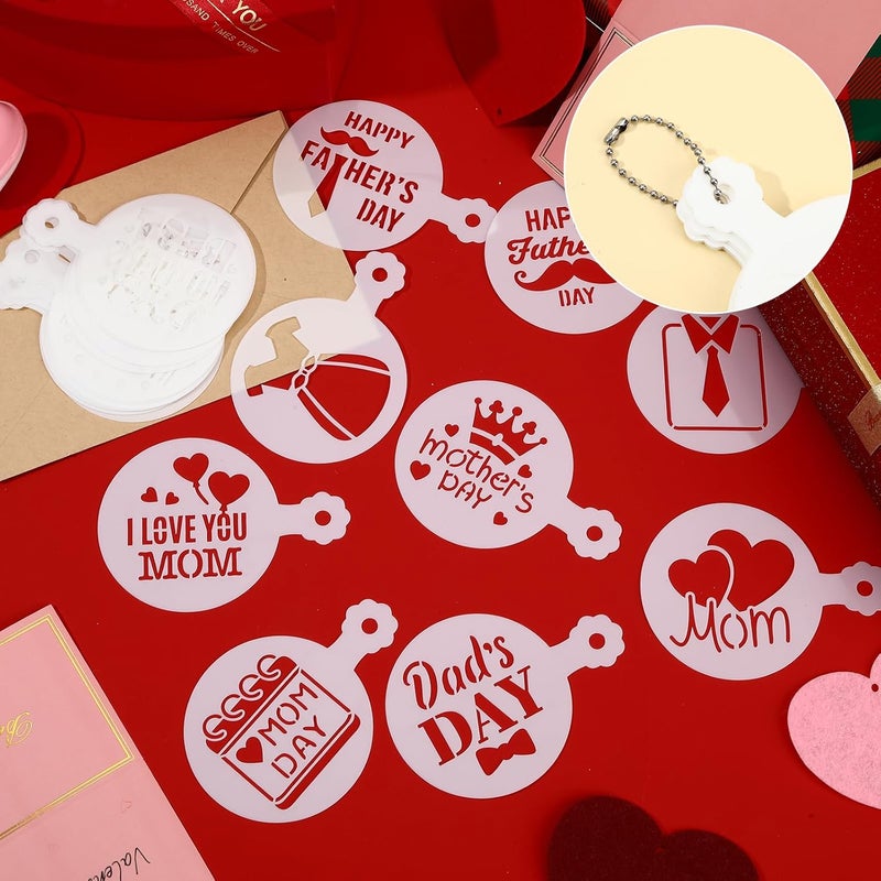 JULBEAR 36 Pieces Reusable Mother's Day Father's Day Cookie Cake Stencils Templates Mold Tools for Mother's Father's Day Birthday Wedding Party Royal Icing Cake Coffee Dessert Decoration Supplies - Image 3