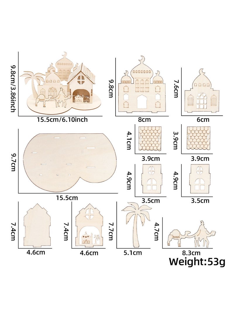 Wooden 3D Castle Puzzle DIY Craft Kit, Creative Assembly Toy for Kids and Home Decoration - Image 3