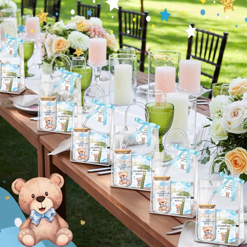 Reallnaive 6 Set Bear Baby Shower Game Prizes for Player Winners Tumblers with Lids Straws Roller for Face Pens Spiral Notebooks Gift Bags for Baby Bridal Shower Wedding Game Favors - Image 2