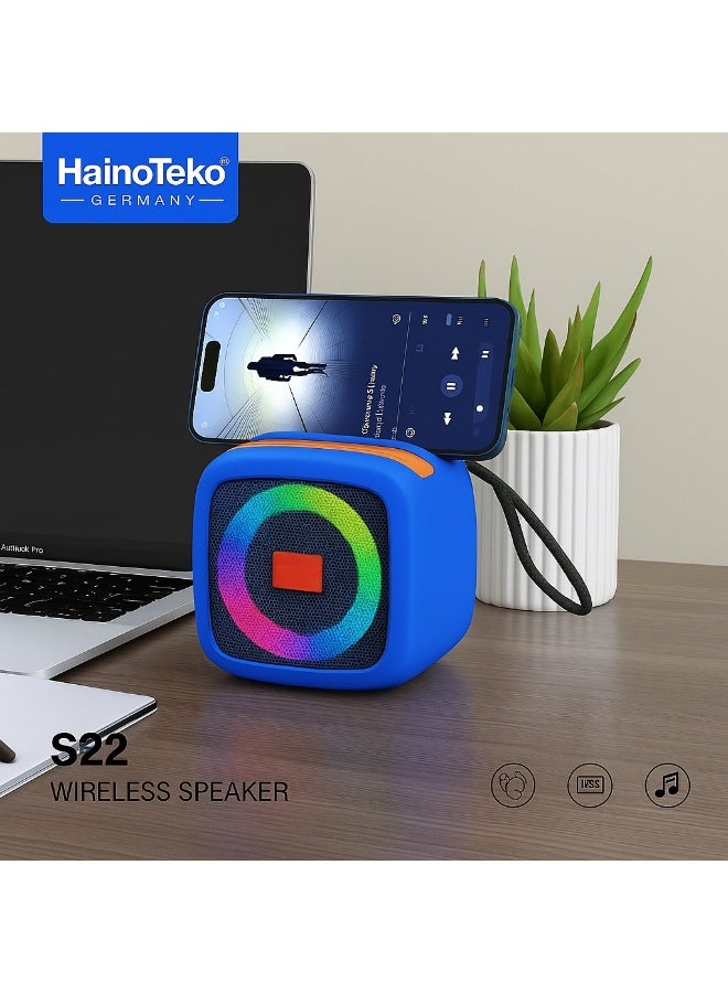 Haino Teko S22 Portable Bluetooth Speaker with RGB Lighting, Long Battery Life, FM Radio, and Memory Card Support - Image 3