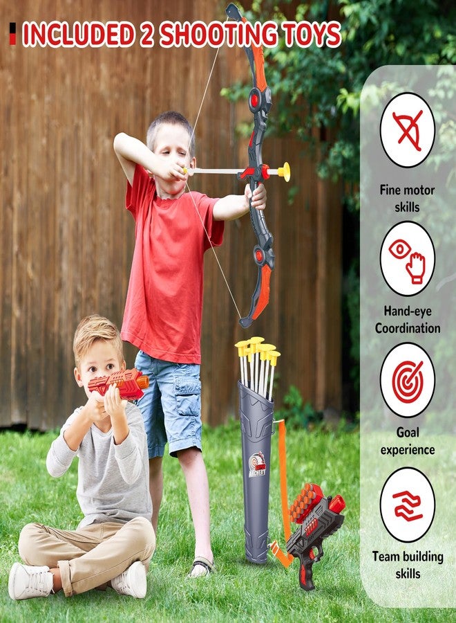GMAOPHY Bow and Arrow for 5 6 7 8 9 10 11+ Year Old Boys, Birthday Gift for Kids, Indoor Outdoor Activity Toys, 2 Pack LED Light Up Archery Toy with 20 Suction Cup Arrows, Standing Target, 2 Quiver - Image 3