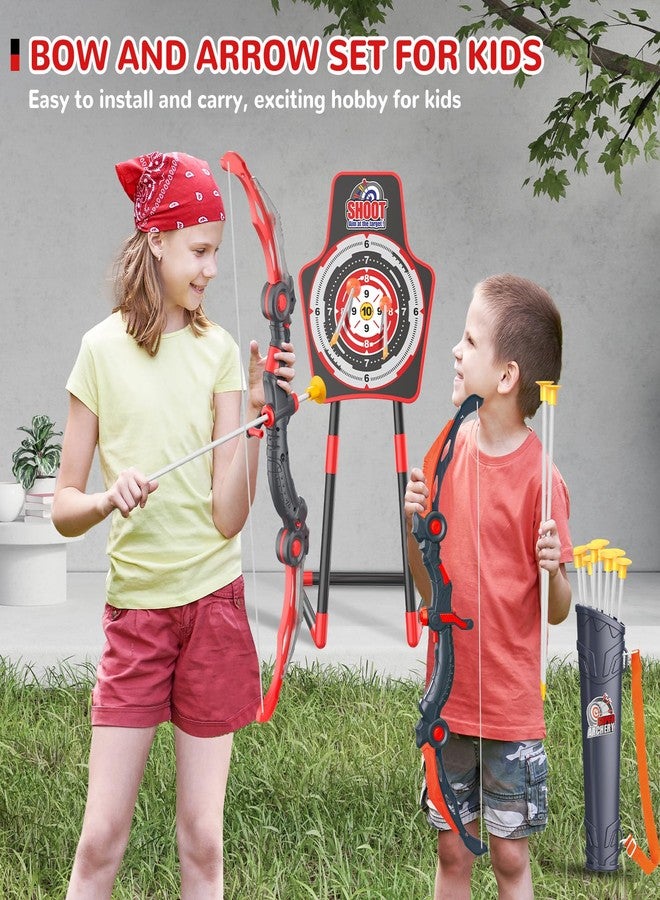 GMAOPHY Bow and Arrow for 5 6 7 8 9 10 11+ Year Old Boys, Birthday Gift for Kids, Indoor Outdoor Activity Toys, 2 Pack LED Light Up Archery Toy with 20 Suction Cup Arrows, Standing Target, 2 Quiver - Image 2