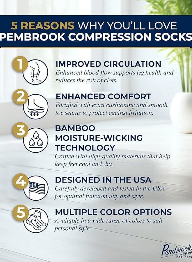 Pembrook Bamboo Viscose Light Compression Socks - 3 Pairs | Mens and Womens Compression Socks 8-15 mmHg | Circulation Support | TanTn-3P - Image 2