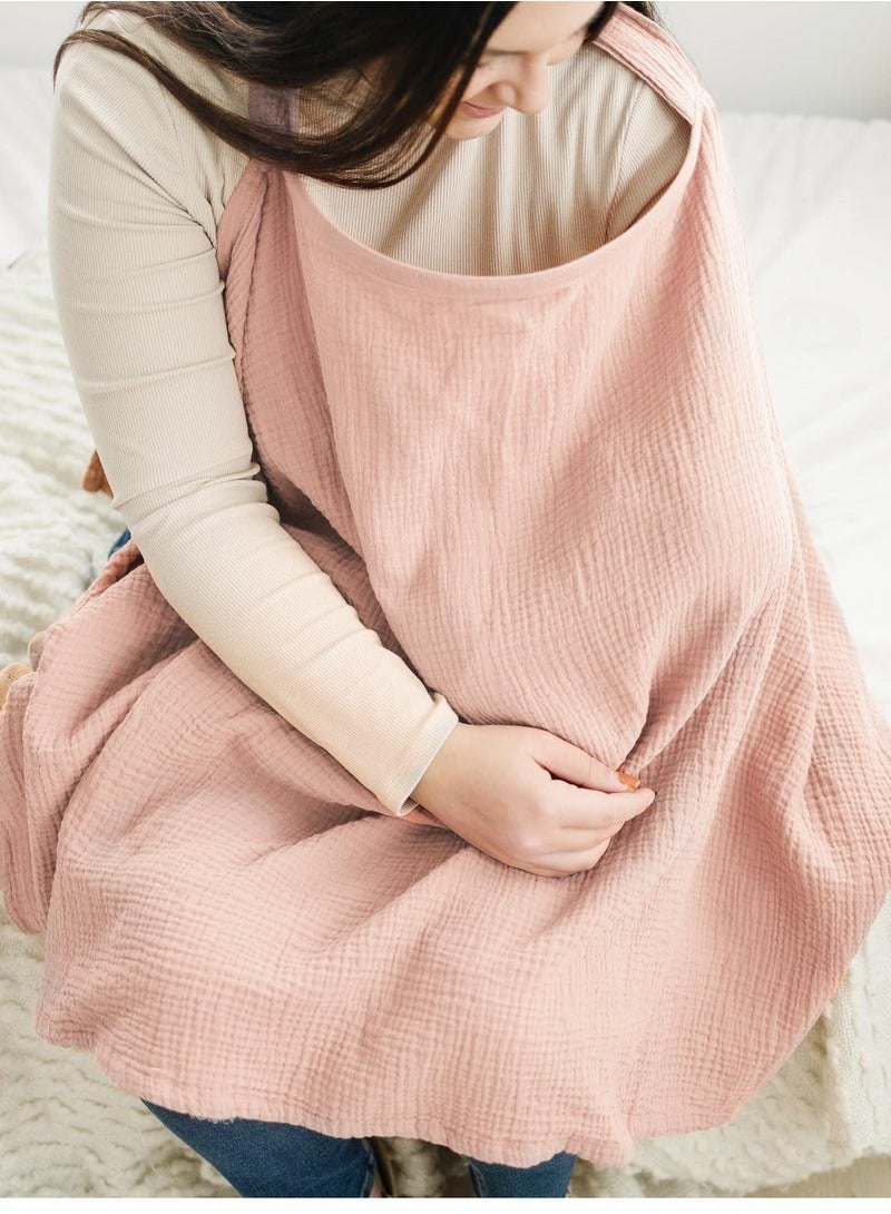 Gonice Muslin Nursing Cover for Baby Breastfeeding, Breathable 100% Cotton Breastfeeding Cover with Rigid Hoop for Mother Nursing Apron (Pink)  - Image 4
