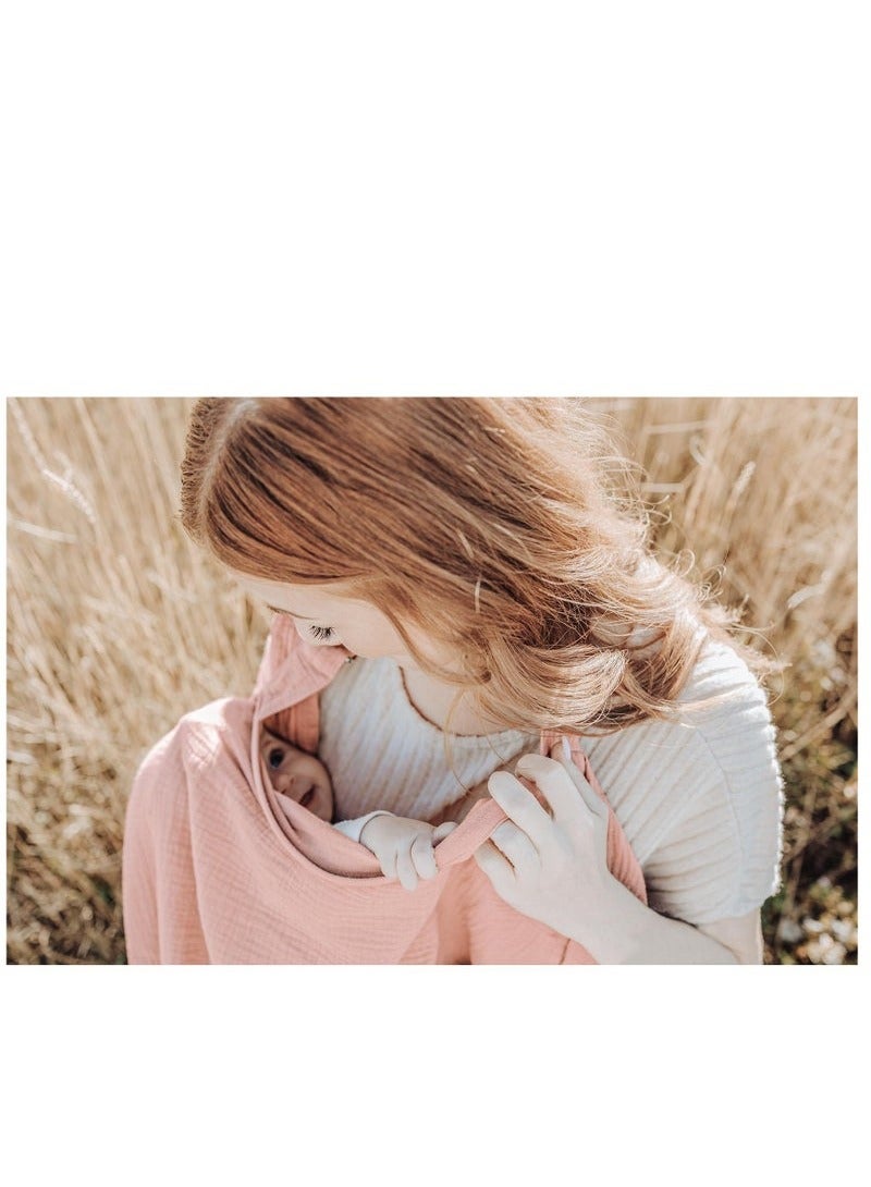 Gonice Muslin Nursing Cover for Baby Breastfeeding, Breathable 100% Cotton Breastfeeding Cover with Rigid Hoop for Mother Nursing Apron (Pink)  - Image 5