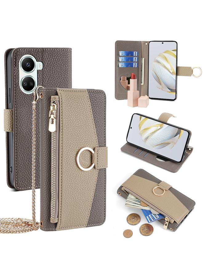 جرين تايجر جراب هاتف Huawei nova 10 SE كروس بودي من الجلد الملمس الليتشي - Image 1