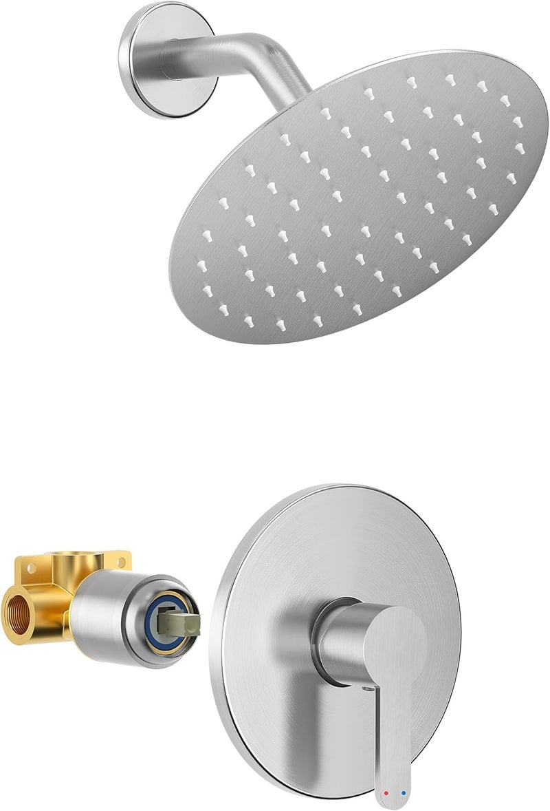 HoliSpa Shower Faucet, Brushed Nickel Shower Faucet Set with 8-Inch Rainfall Showerhead, Single-Handle Shower-Trim Kit Included Valve, Brushed Nickel - Image 1