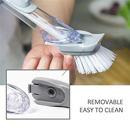 Chavda Kitchen Cleaning Brush Scrubber Dish Bowl Washing Sponge with Refill Liquid Soap Dispenser Kitchen Pot Cleaner Tool Long Handle Sponge - Image 5