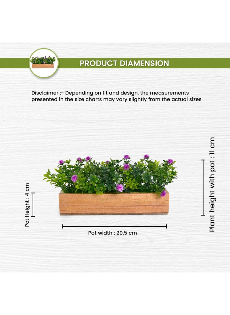fancymart fancymart Artificial Plant Leaves in a Stylish Wooden Planter Perfect for Home Dcor Item Height 11cm x Width 205 cm  - Image 4