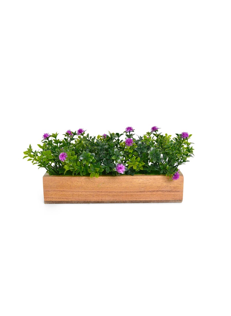 fancymart fancymart Artificial Plant Leaves in a Stylish Wooden Planter Perfect for Home Dcor Item Height 11cm x Width 205 cm  - Image 1