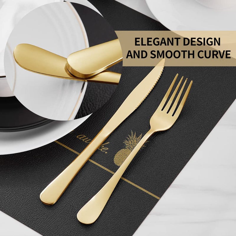 Xingjiake 12-Piece Gold Steak Knives  Steak Knives Set Of 12  Stainless Steak Knives  Serrated Butter Knife  Dinner Knives Set  Dishwasher Safe - Image 3