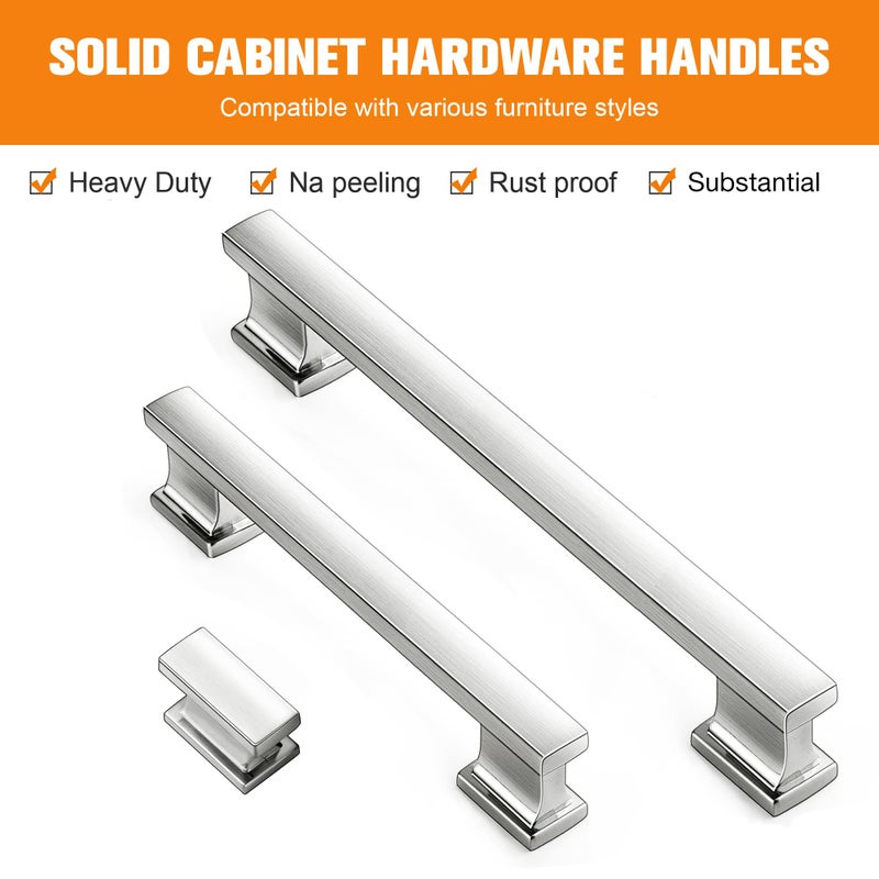 Vehcil 20 Pack Square Cabinet Knobs Brushed Nickel  Single Hole Silver Kitchen Cabinet Handles Hardware For Cupboard Closet Bathroom Dresser Drawer Knobs  Solid Zinc Alloy - Image 3