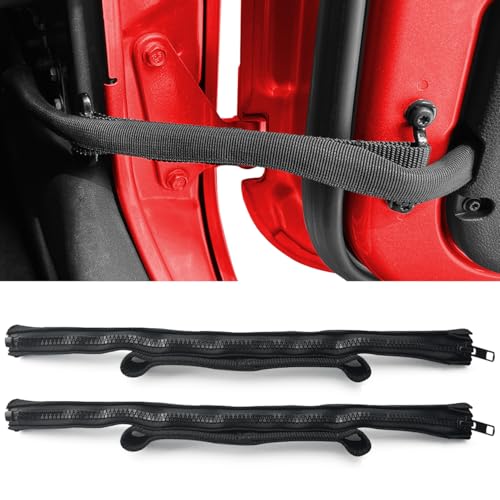 ROMASO Door Strap for Jeep Heavy Duty Door Limiting Strap with Zipper for Jeep Wrangler JK JKU 200720182Pcs Black - Image 1