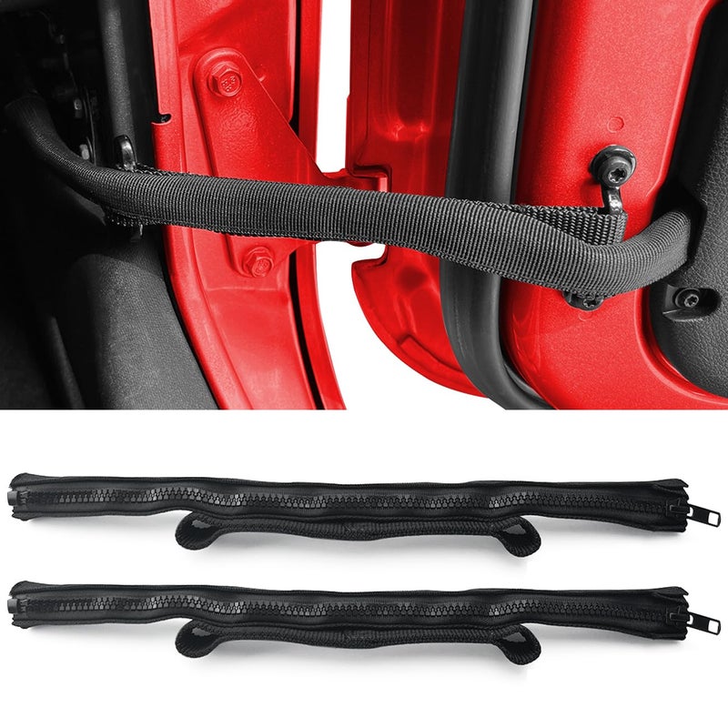 ROMASO Door Strap for Jeep Heavy Duty Door Limiting Strap with Zipper for Jeep Wrangler JK JKU 200720182Pcs Black - Image 3