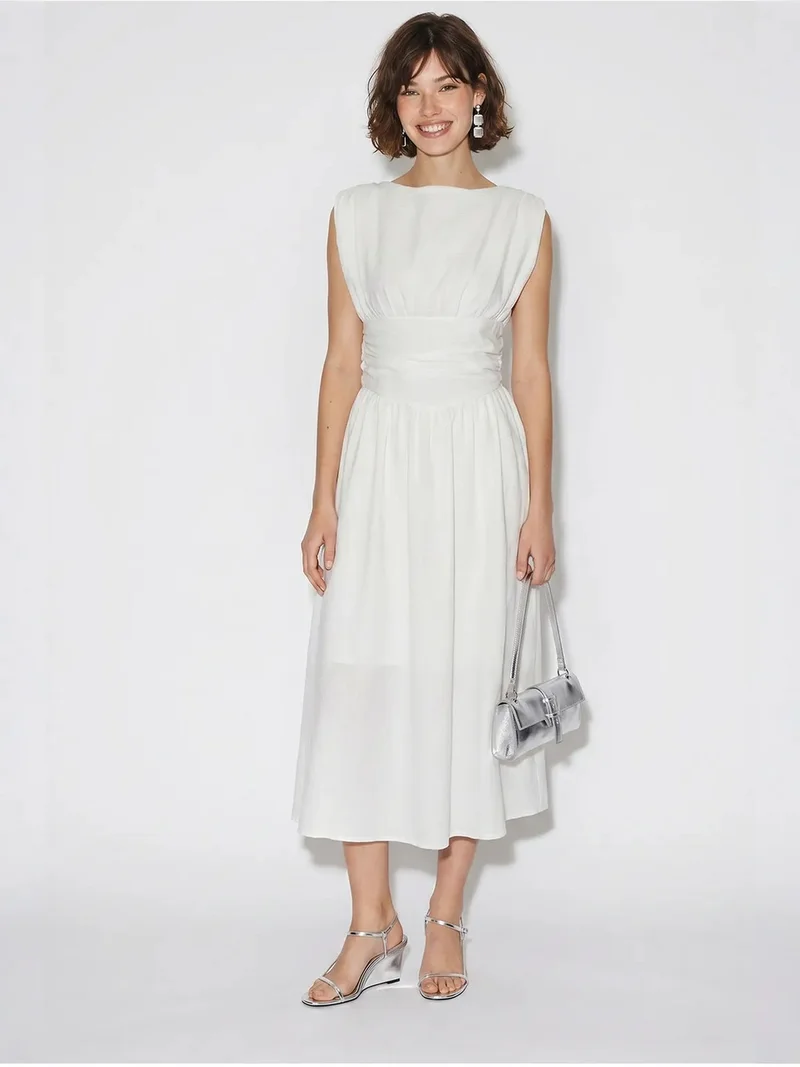 Bianco Lucci LUCCI Women's Sleeveless A-Line Midi Dress