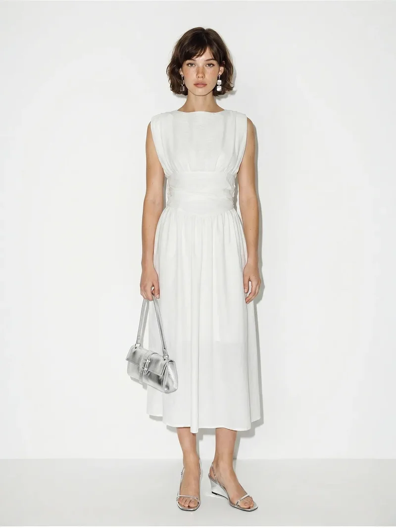 Bianco Lucci LUCCI Women's Sleeveless A-Line Midi Dress