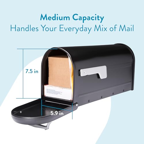 Architectural Mailboxes Chadwick Galvanized Steel Post Mount Mailbox, 8950B-10, Black, Medium Capacity - Image 3