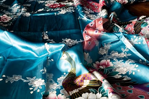 CCcollections Kimono robe long 16 colors PREMIUM Peacock bridesmaid bridal shower womens gift (Blue Turquoise) - Image 2