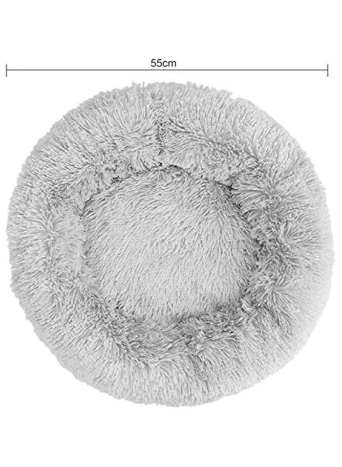 مورو مورو سرير كلاب مخملي تقويمي مع فراء ناعم وقاعدة بلاستيكية - عش مريح وقابل للغسل للحيوانات الأليفة - Image 3
