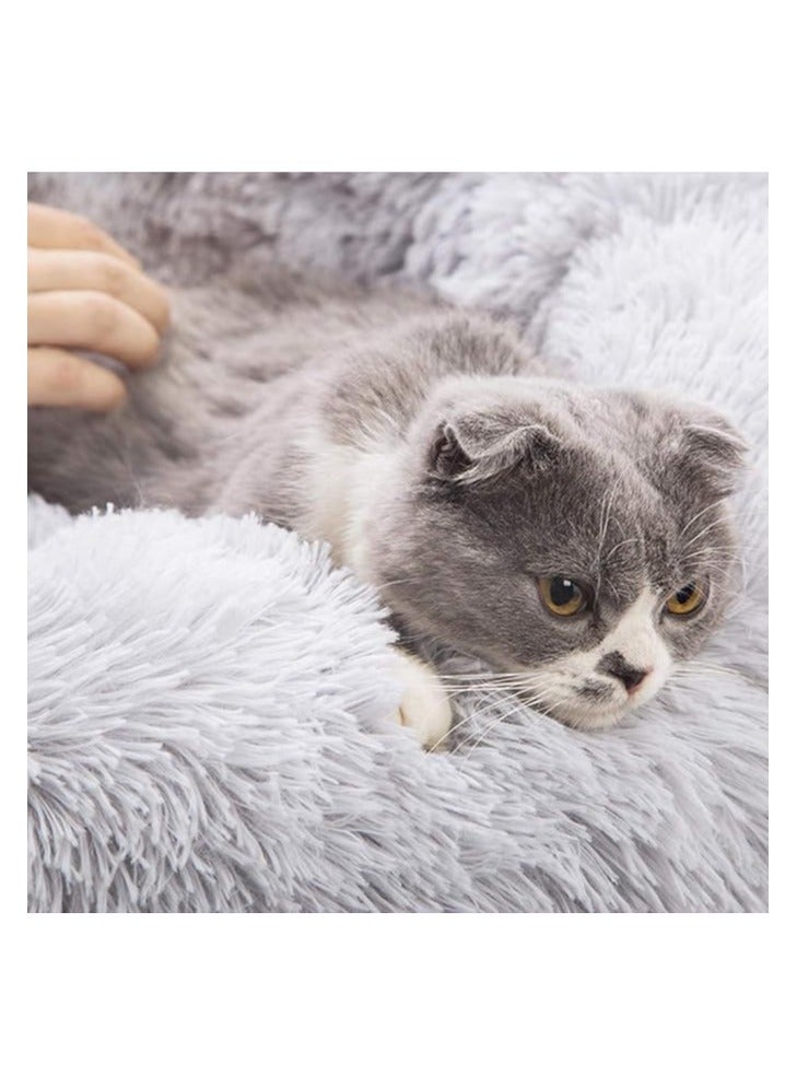 مورو مورو سرير كلاب مخملي تقويمي مع فراء ناعم وقاعدة بلاستيكية - عش مريح وقابل للغسل للحيوانات الأليفة - Image 5