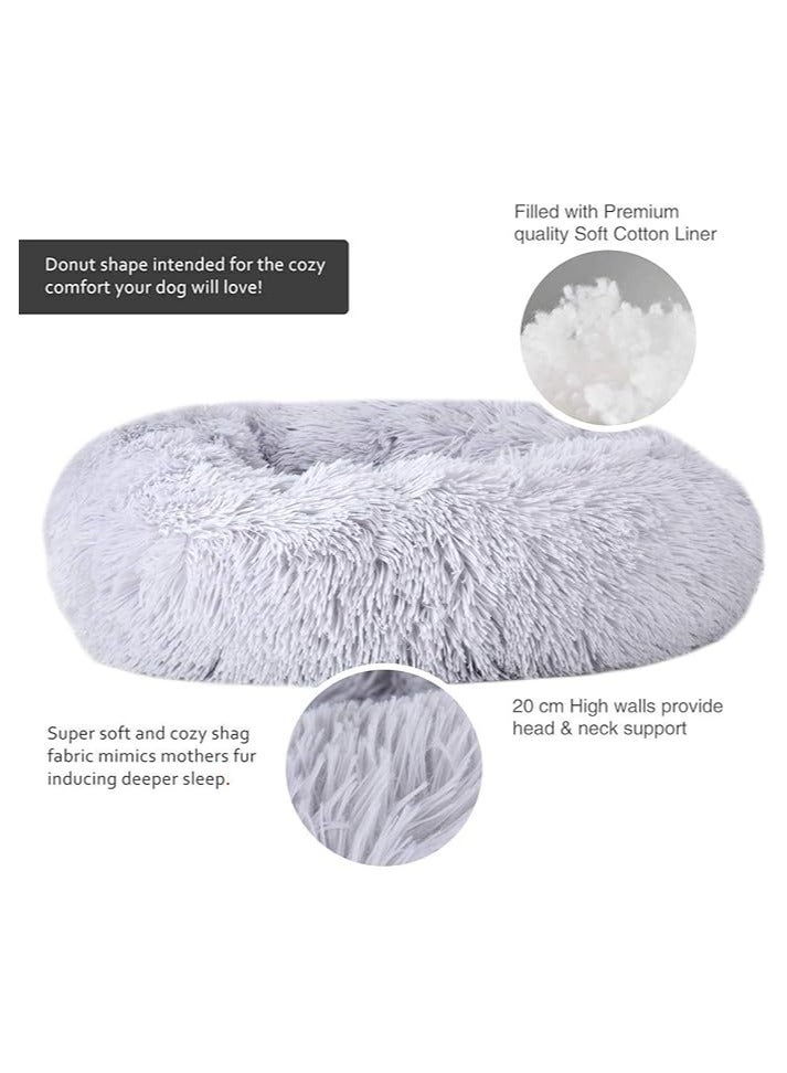 مورو مورو سرير كلاب مخملي تقويمي مع فراء ناعم وقاعدة بلاستيكية - عش مريح وقابل للغسل للحيوانات الأليفة - Image 4