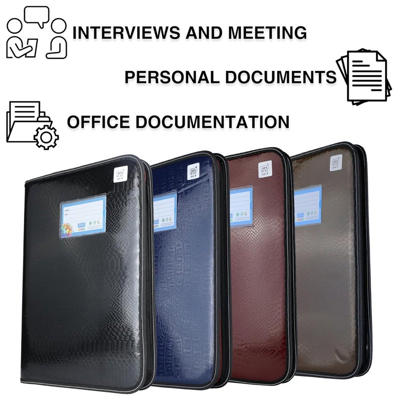 sps Premium PU Leather File Folder | 20 Sleeves for A4 & FC Size Documents | Black - Image 5